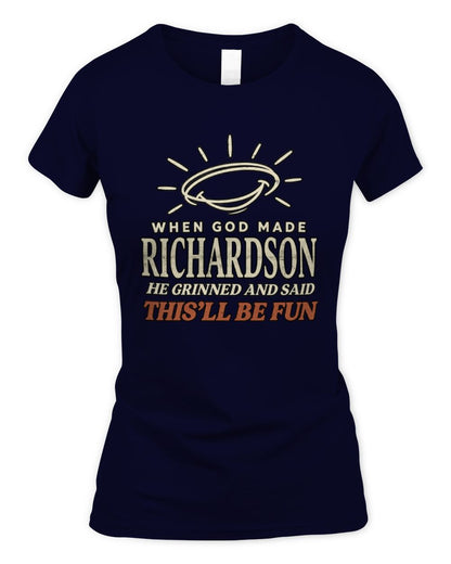 When God Made Your Name Funny Western T-Shirt T-Shirt RICHARDSON M1-S82 / Women's Standard T-Shirt / navy