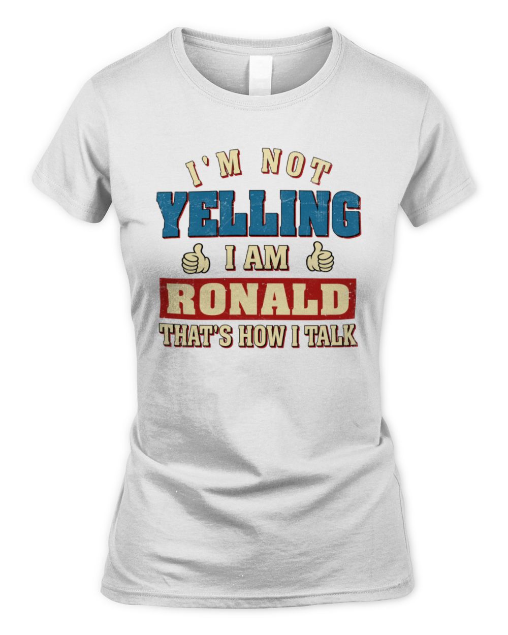 I'm Not Yelling I'm Name That's How I Talk Shirt RONALD M1-67 / Women's Standard T-Shirt / white