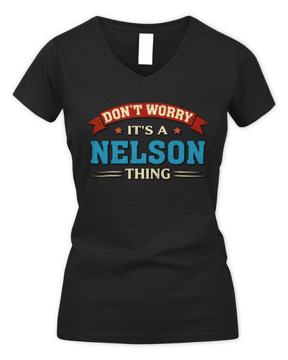 Don't Worry It's a Your Name Thing Funny Retro T-Shirt NELSON M1-57 / Women's V-Neck T-Shirt / black