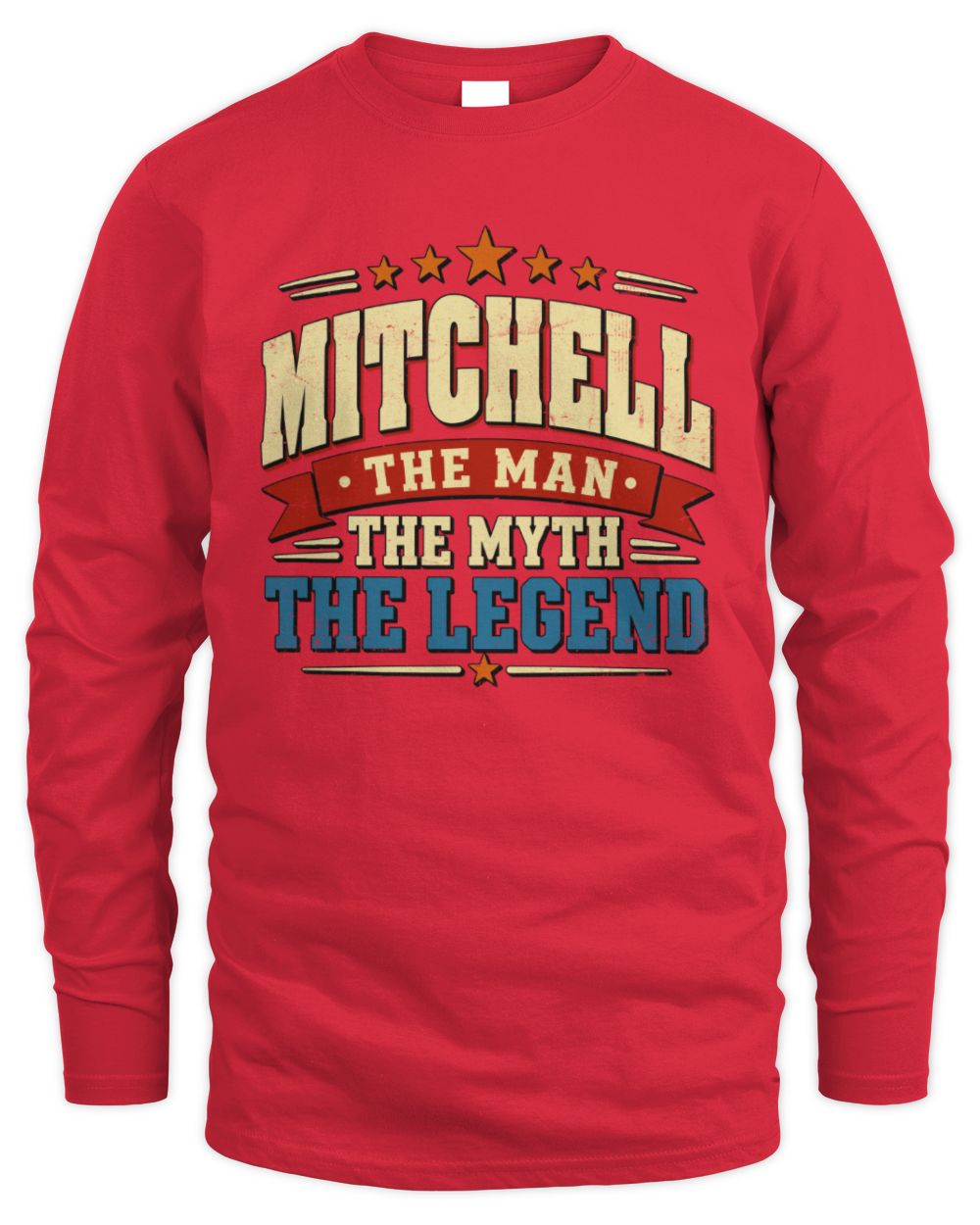 The Man The Myth The Legend Ribbon Vintage T-Shirt MITCHELL M1-56 / Men's Long Sleeved T-Shirt / red