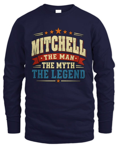 The Man The Myth The Legend Ribbon Vintage T-Shirt MITCHELL M1-56 / Men's Long Sleeved T-Shirt / navy