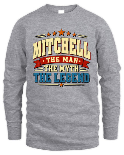 The Man The Myth The Legend Ribbon Vintage T-Shirt MITCHELL M1-56 / Men's Long Sleeved T-Shirt / sport grey