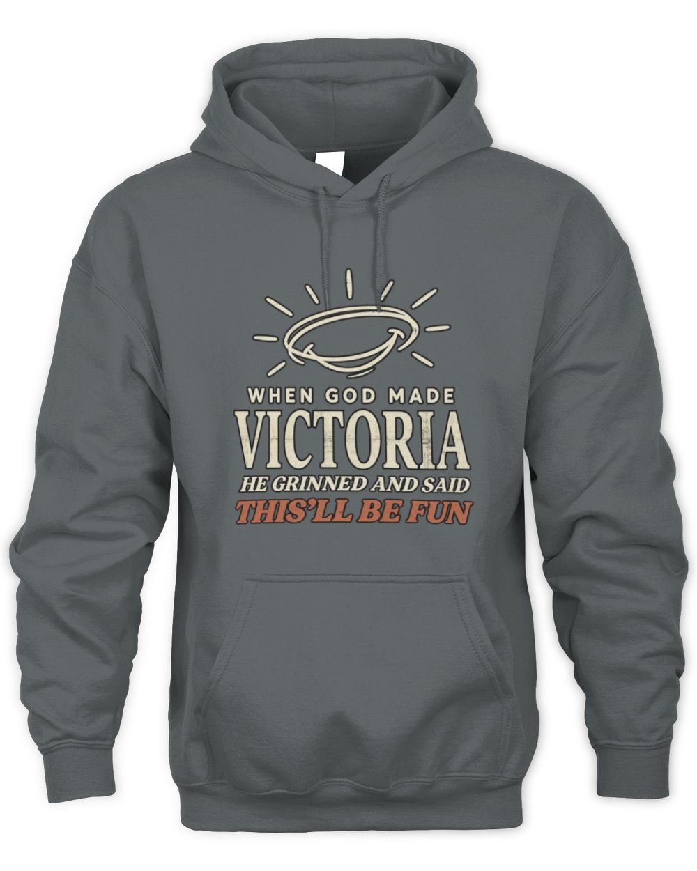 When God Made Your Name Funny Western T-Shirt T-Shirt VICTORIA M1-S82 / Unisex Hoodie / charcoal