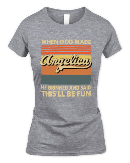 When God Made Your Name He Grinned Vintage T-Shirt ANGELICA M1-55 / Women's Standard T-Shirt / sport grey
