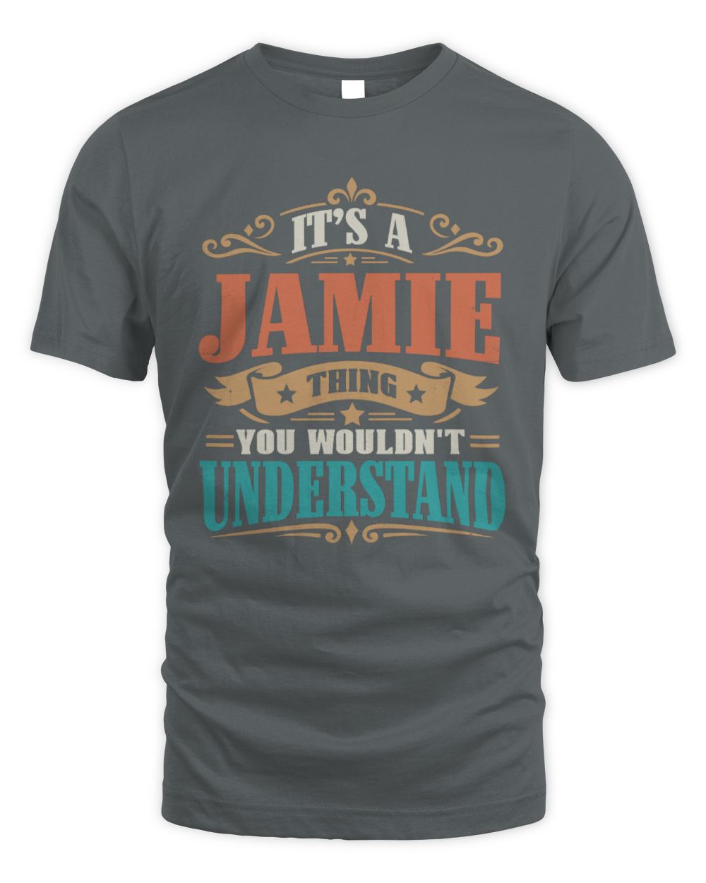 It’s a Name Thing Personalized Retro T-Shirt JAMIE M1-47 / Unisex Standard T-Shirt / charcoal