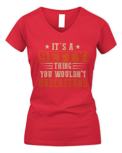 It's a Name Thing Personalized Funny Shirt BETTY M1-51 / Women's V-Neck T-Shirt / red