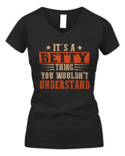 It's a Name Thing Personalized Funny Shirt BETTY M1-51 / Women's V-Neck T-Shirt / black