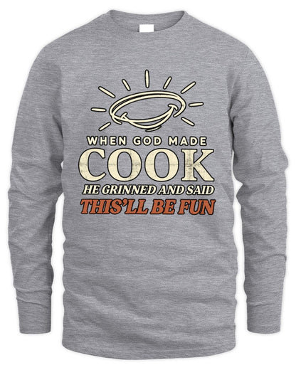 When God Made Your Name Funny Western T-Shirt T-Shirt COOK M1-S82 / Men's Long Sleeved T-Shirt / sport grey