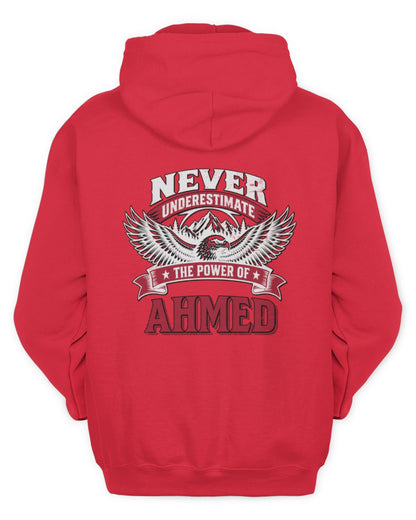 Never Underestimate Your Name Eagle Mountain Shirt AHMED M1-61 / Unisex Hoodie / red