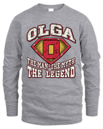The Man The Myth The Legend Superman Graphic T-Shirt OLGA M1-74 / Men's Long Sleeved T-Shirt / sport grey