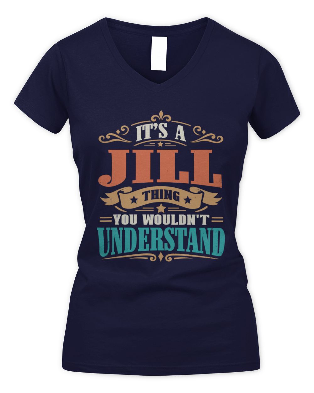 It’s a Name Thing Personalized Retro T-Shirt JILL M1-47 / Women's V-Neck T-Shirt / navy