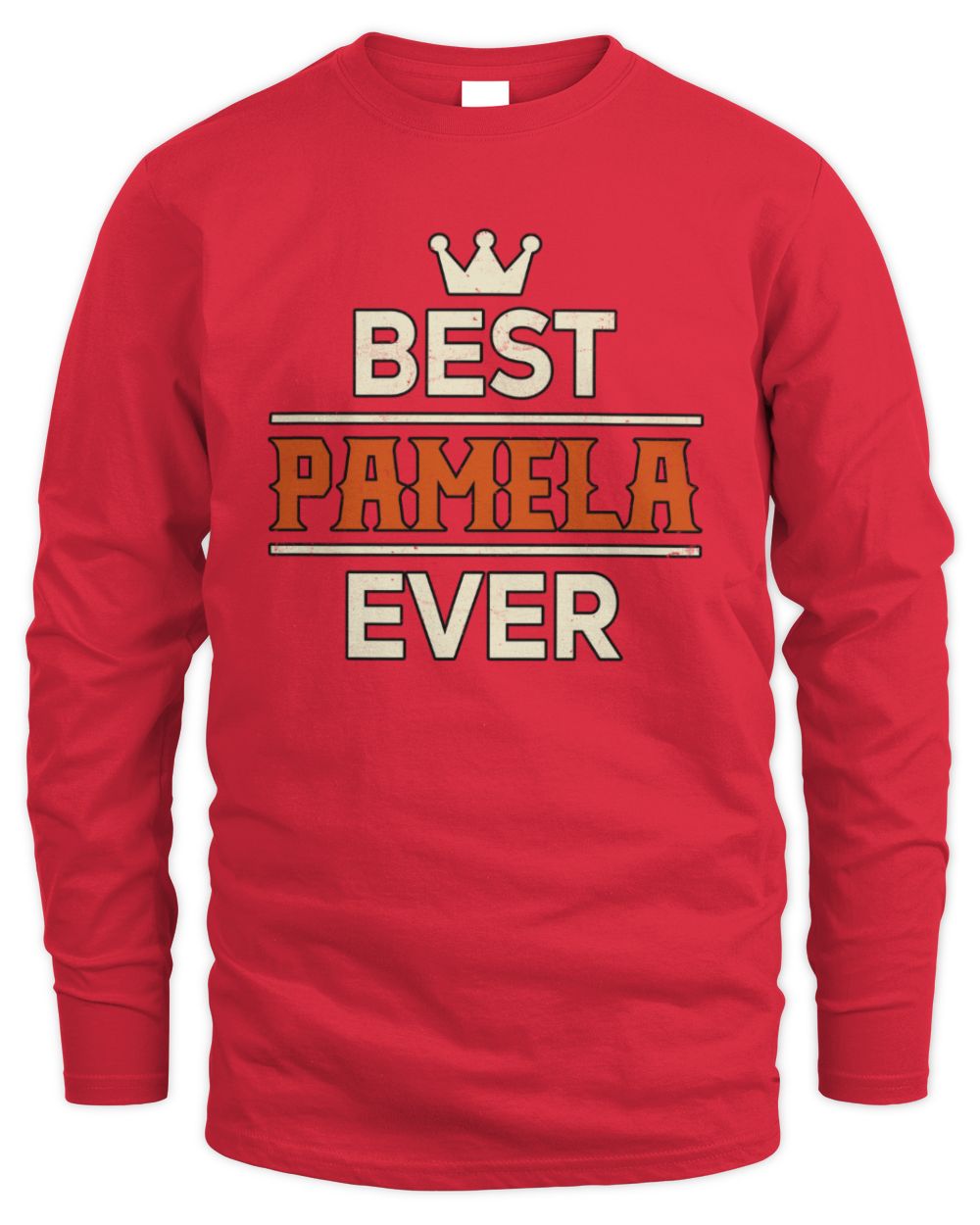 Best Your Name With Crown Shirt PAMELA M1-59 / Men's Long Sleeved T-Shirt / red