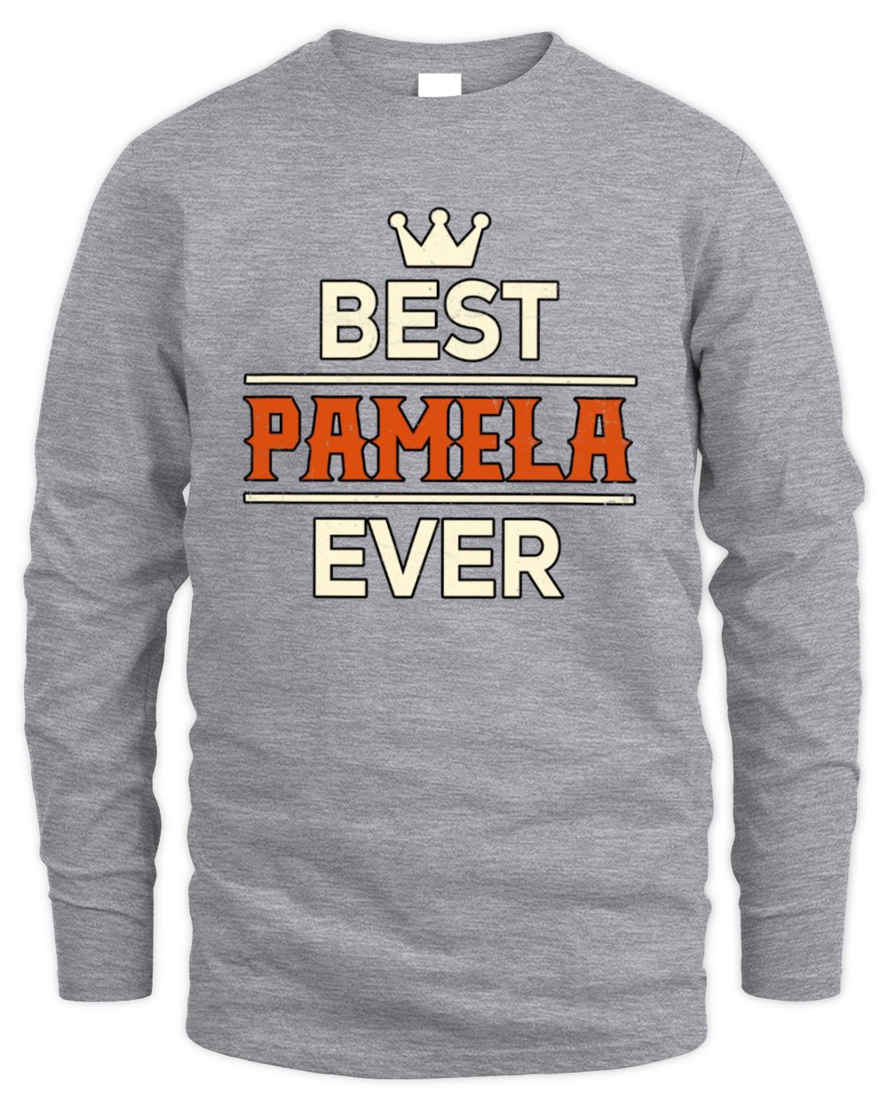 Best Your Name With Crown Shirt PAMELA M1-59 / Men's Long Sleeved T-Shirt / sport grey