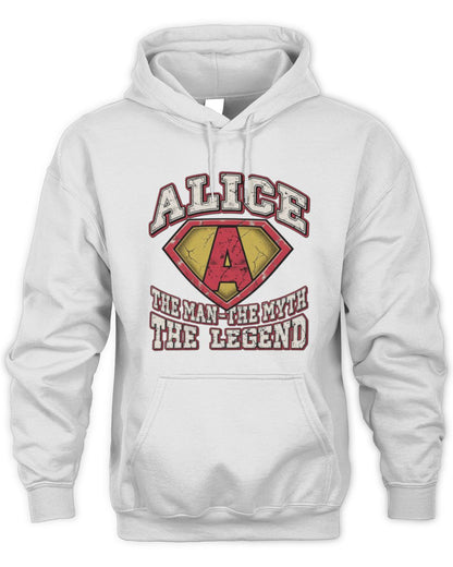 The Man The Myth The Legend Superman Graphic T-Shirt ALICE M1-74 / Unisex Hoodie / white