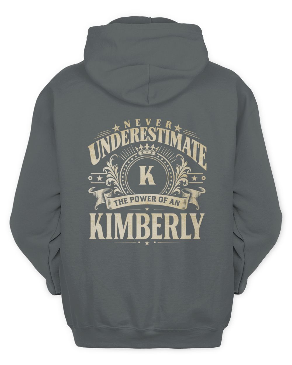 Never Underestimate Your Name Luxury Logo Shirt KIMBERLY M1-63 / Unisex Hoodie / charcoal