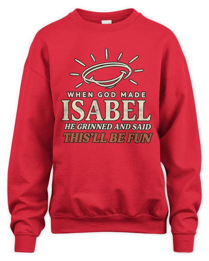 When God Made Your Name Funny Western T-Shirt T-Shirt ISABEL M1-S82 / Unisex Sweatshirt / red