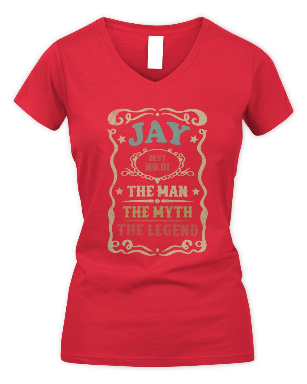 The Man The Myth The Legend Vintage Gold Wine Shirt JAY M1-52 / Women's V-Neck T-Shirt / red