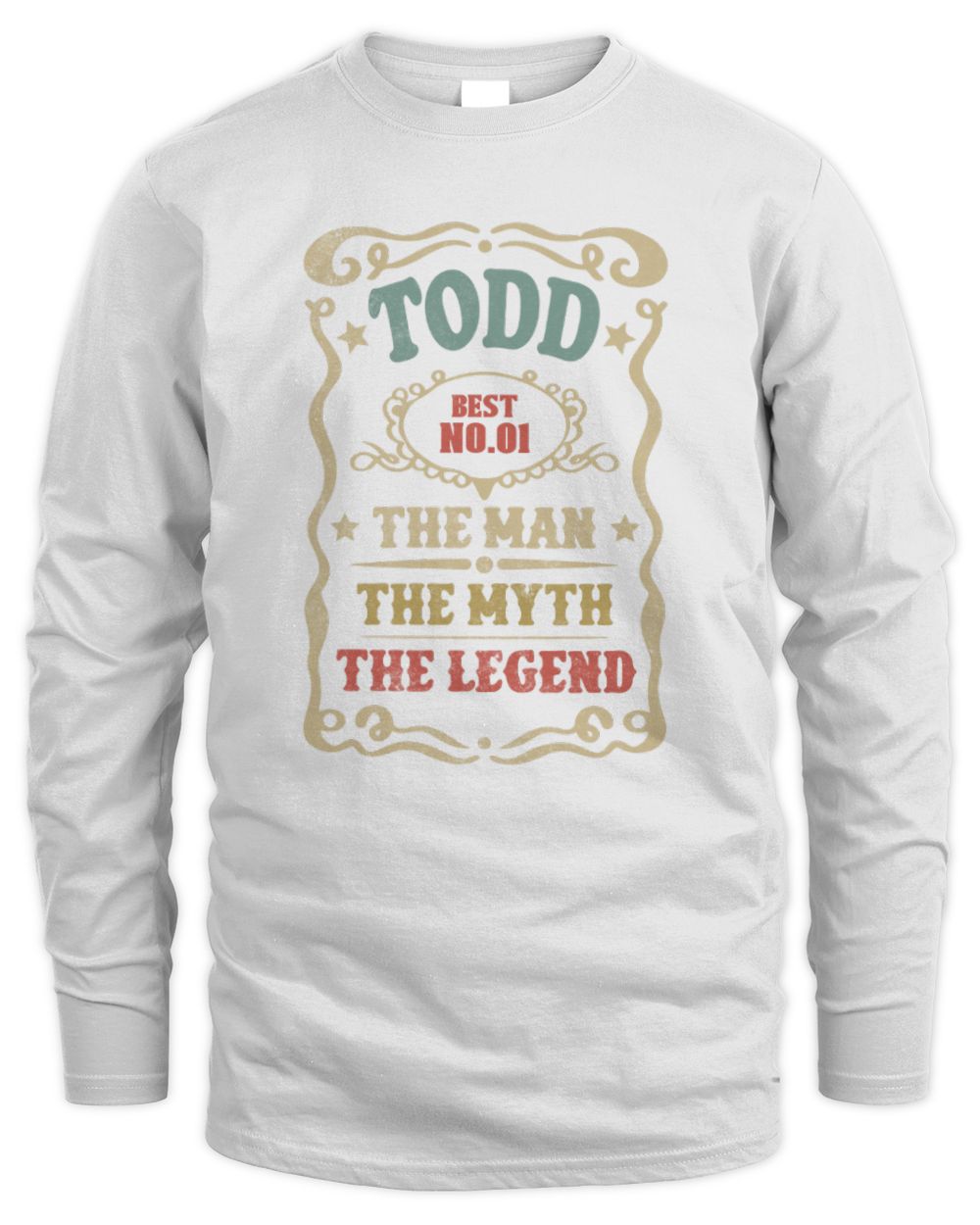 The Man The Myth The Legend Vintage Gold Wine Shirt TODD M1-52 / Men's Long Sleeved T-Shirt / white