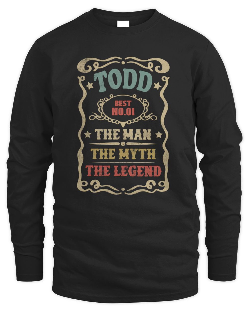 The Man The Myth The Legend Vintage Gold Wine Shirt TODD M1-52 / Men's Long Sleeved T-Shirt / black