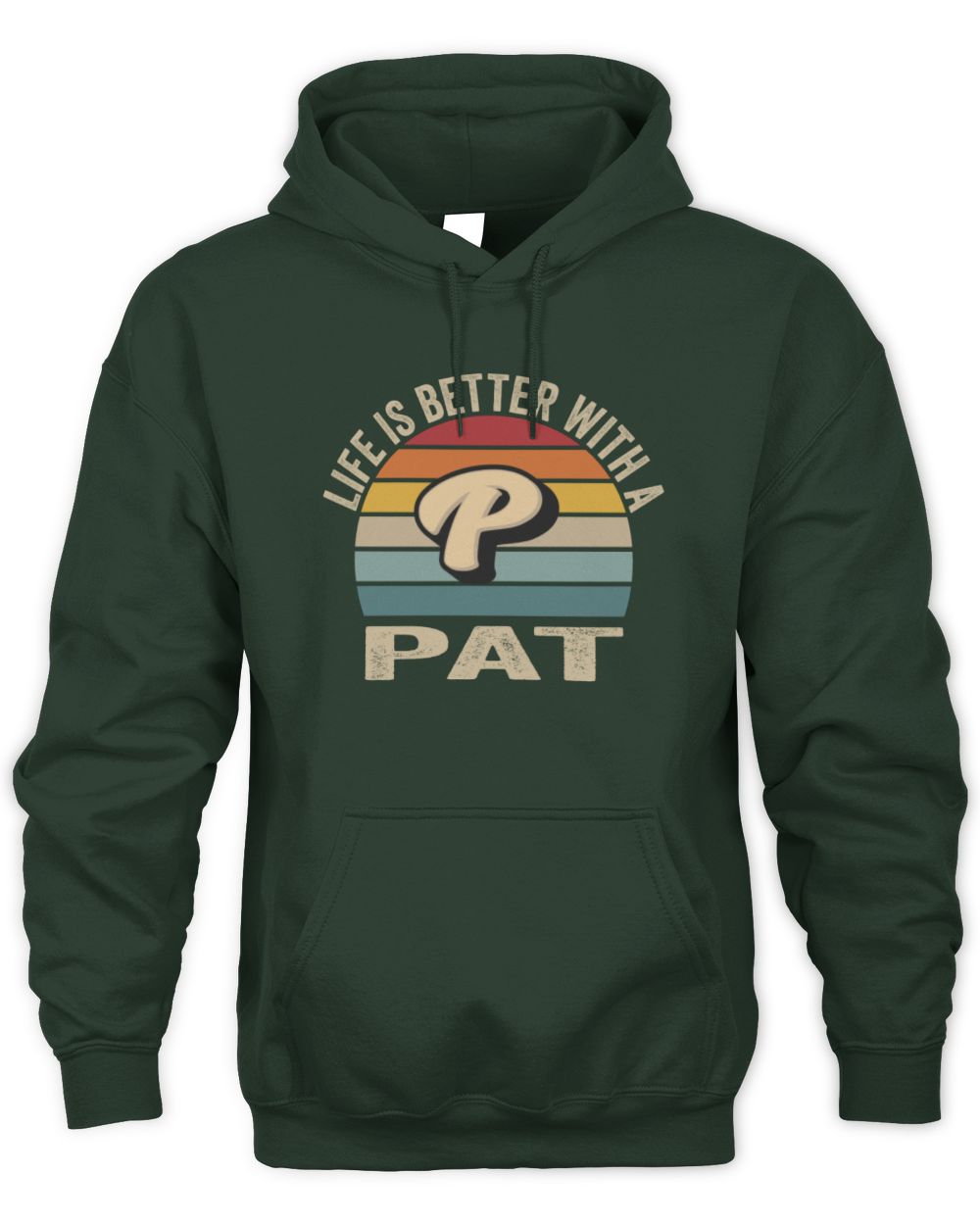 Life Is Better with Name Vintage Sun Shirt PAT M1-50 / Unisex Hoodie / forest green