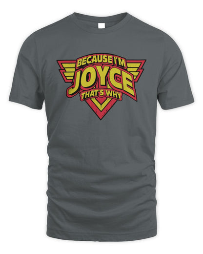 Because I'm Name That's Why Red and Yellow Logo Graphic T-Shirt JOYCE M1-75 / Unisex Standard T-Shirt / charcoal