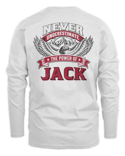 Never Underestimate Your Name Eagle Mountain Shirt JACK M1-61 / Men's Long Sleeved T-Shirt / white