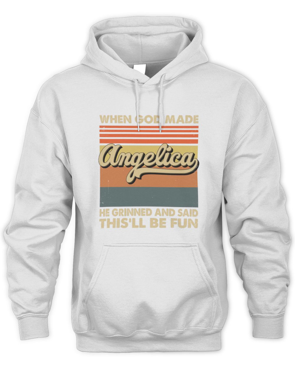 When God Made Your Name He Grinned Vintage T-Shirt ANGELICA M1-55 / Unisex Hoodie / white