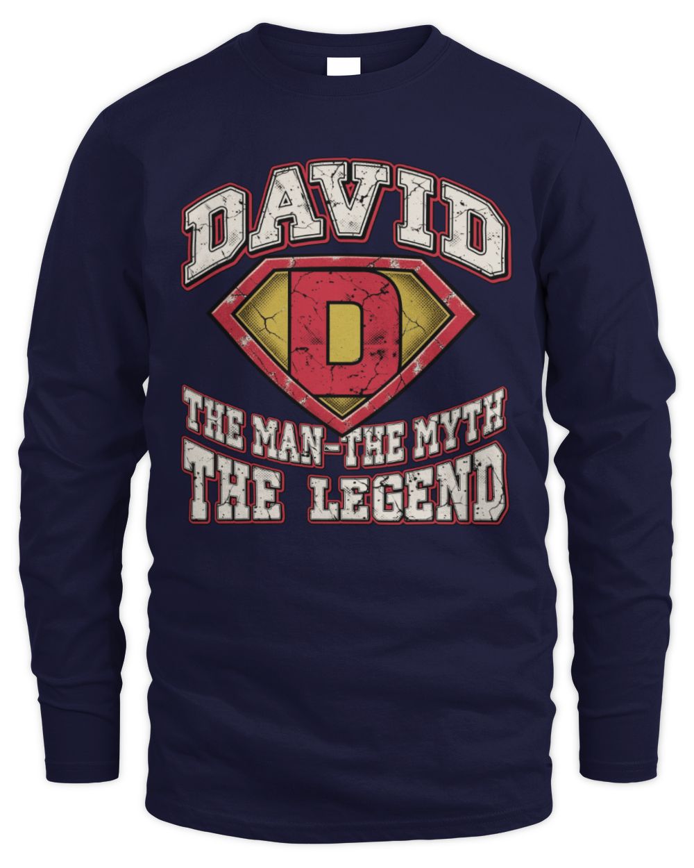 The Man The Myth The Legend Superman Graphic T-Shirt DAVID M1-74 / Men's Long Sleeved T-Shirt / navy