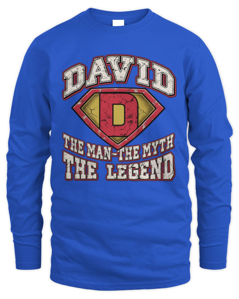 The Man The Myth The Legend Superman Graphic T-Shirt DAVID M1-74 / Men's Long Sleeved T-Shirt / royal