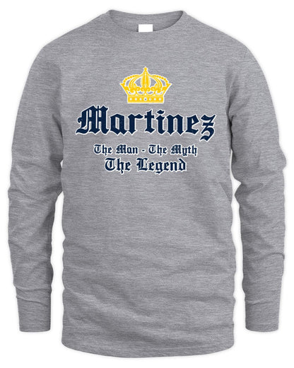 The Man The Myth The Legend Corona Beer T-Shirt MARTINEZ M1-S83 / Men's Long Sleeved T-Shirt / sport grey
