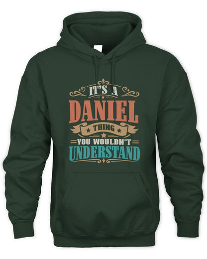 It’s a Name Thing Personalized Retro T-Shirt DANIEL M1-47 / Unisex Hoodie / forest green
