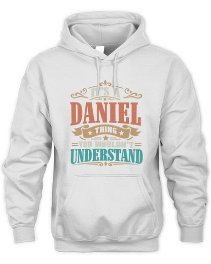It’s a Name Thing Personalized Retro T-Shirt DANIEL M1-47 / Unisex Hoodie / white