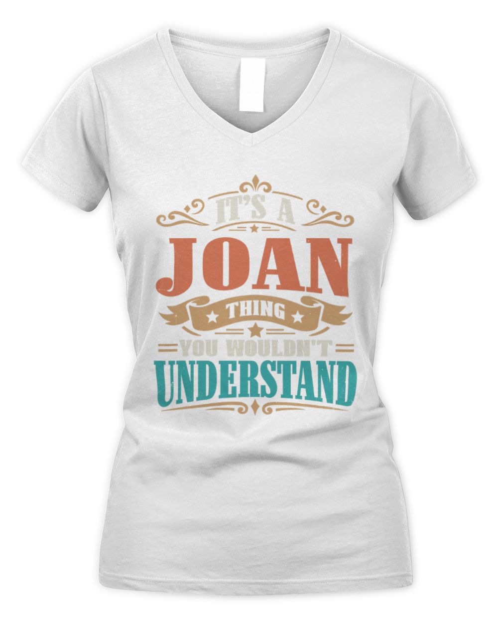 It’s a Name Thing Personalized Retro T-Shirt JOAN M1-47 / Women's V-Neck T-Shirt / white