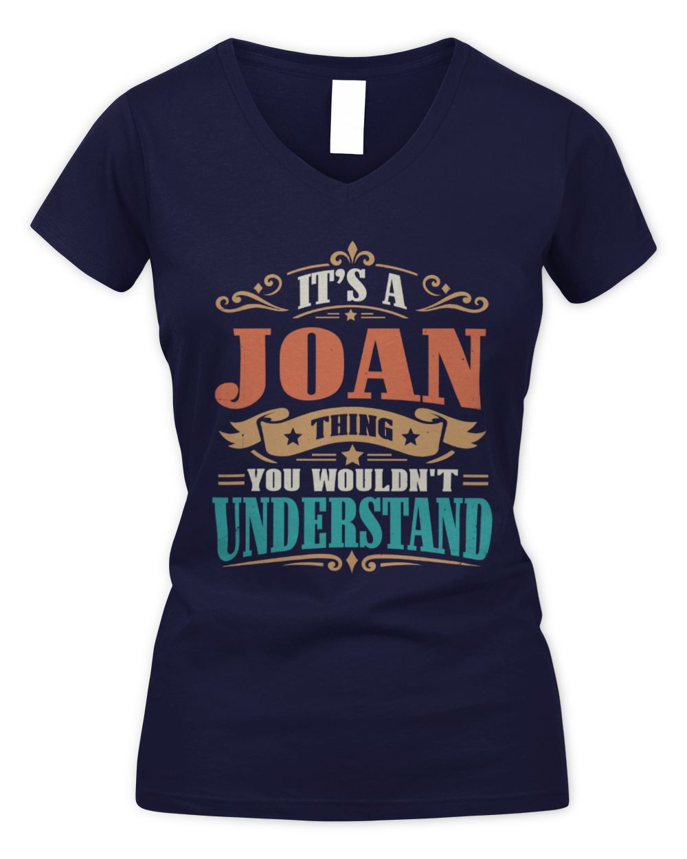 It’s a Name Thing Personalized Retro T-Shirt JOAN M1-47 / Women's V-Neck T-Shirt / navy