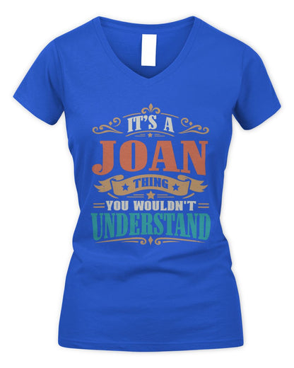 It’s a Name Thing Personalized Retro T-Shirt JOAN M1-47 / Women's V-Neck T-Shirt / royal