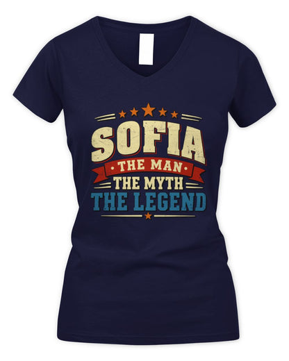 The Man The Myth The Legend Ribbon Vintage T-Shirt SOFIA M1-56 / Women's V-Neck T-Shirt / navy