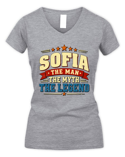 The Man The Myth The Legend Ribbon Vintage T-Shirt SOFIA M1-56 / Women's V-Neck T-Shirt / sport grey