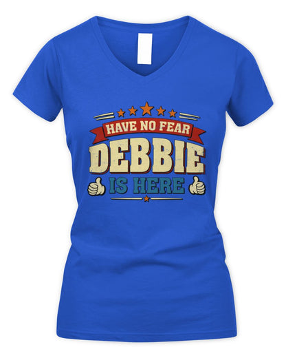 Have No Fear Your Name Is Here Cool Graphic T-Shirt DEBBIE M1-71 / Women's V-Neck T-Shirt / royal
