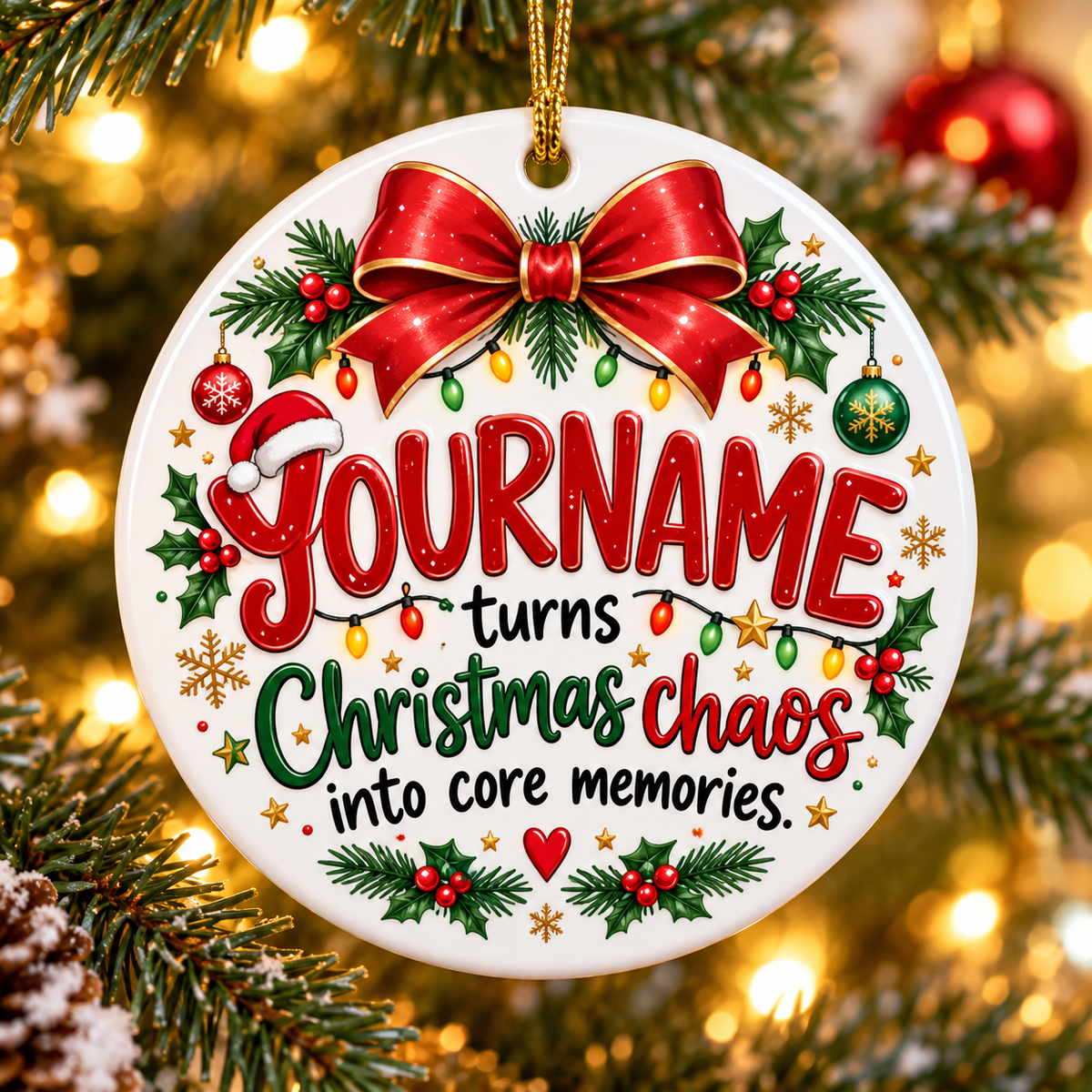 Turns Christmas Chaos Into Core Memories - Personalized Ceramic Ornament