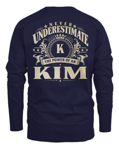 Never Underestimate Your Name Luxury Logo Shirt KIM M1-63 / Men's Long Sleeved T-Shirt / navy