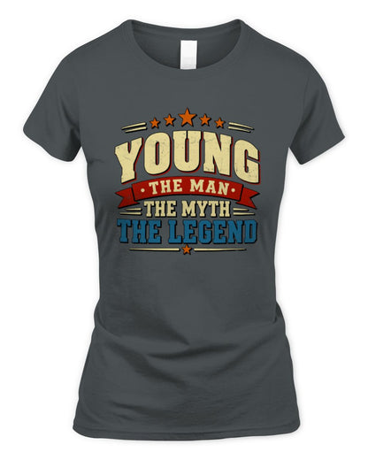 The Man The Myth The Legend Ribbon Vintage T-Shirt YOUNG M1-56 / Women's Standard T-Shirt / charcoal