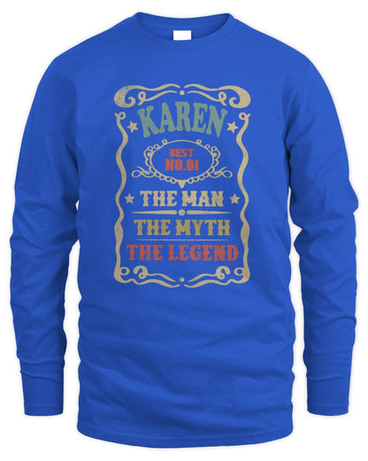 The Man The Myth The Legend Vintage Gold Wine Shirt KAREN M1-52 / Men's Long Sleeved T-Shirt / royal