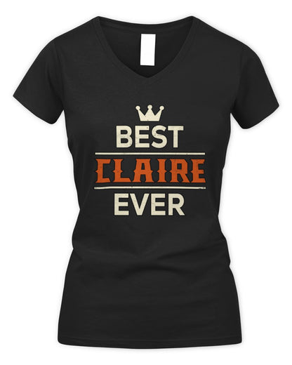 Best Your Name With Crown Shirt CLAIRE M1-59 / Women's V-Neck T-Shirt / black