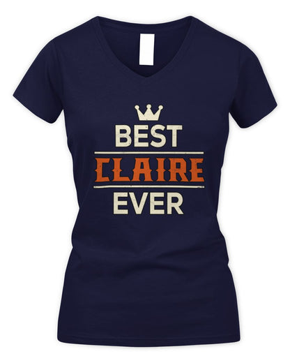 Best Your Name With Crown Shirt CLAIRE M1-59 / Women's V-Neck T-Shirt / navy