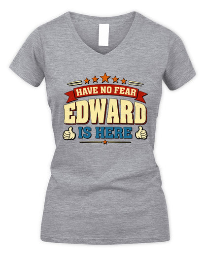 Have No Fear Your Name Is Here Cool Graphic T-Shirt EDWARD M1-71 / Women's V-Neck T-Shirt / sport grey
