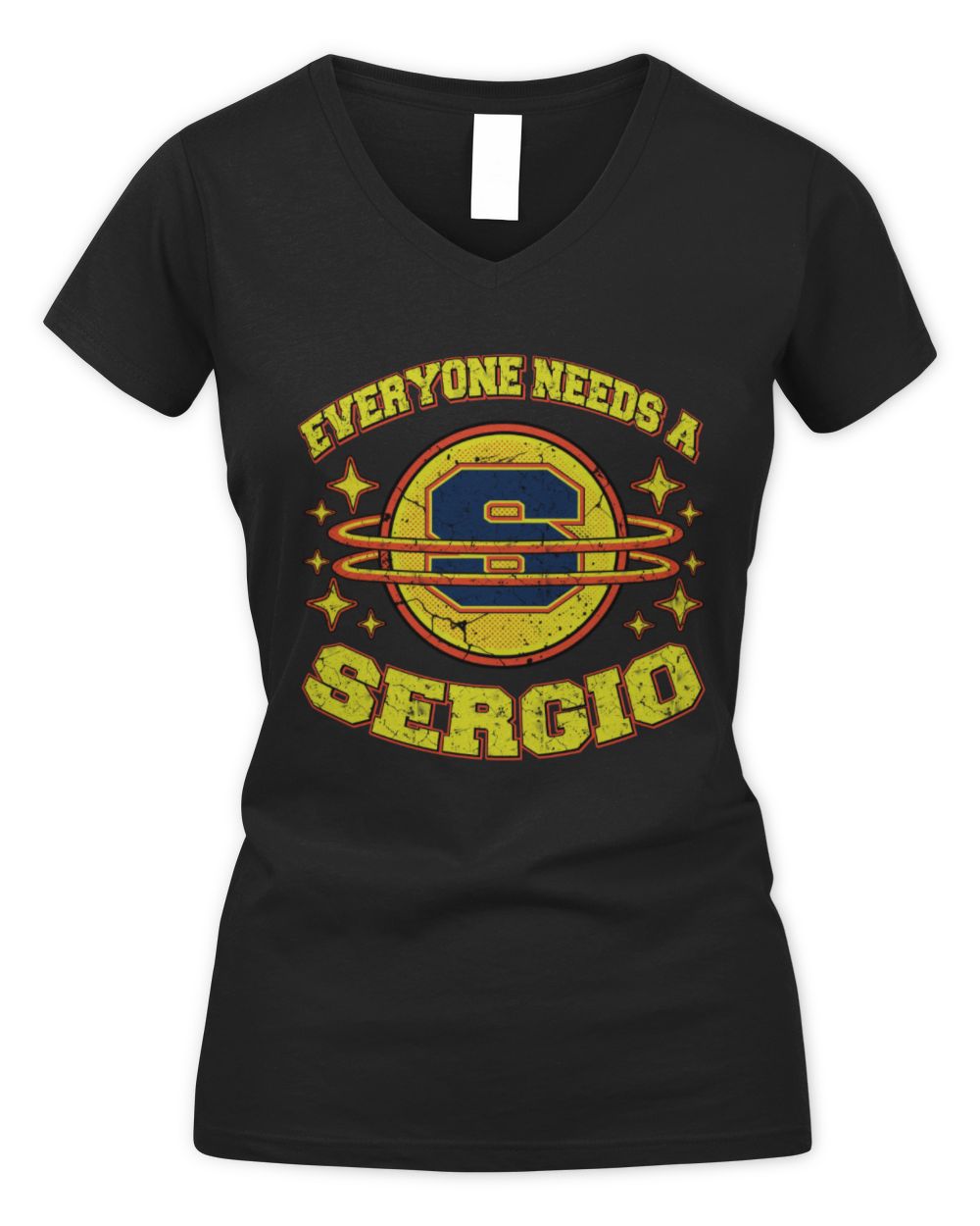 Everyone Needs a Your Name Shirt SERGIO M1-76 / Women's V-Neck T-Shirt / black