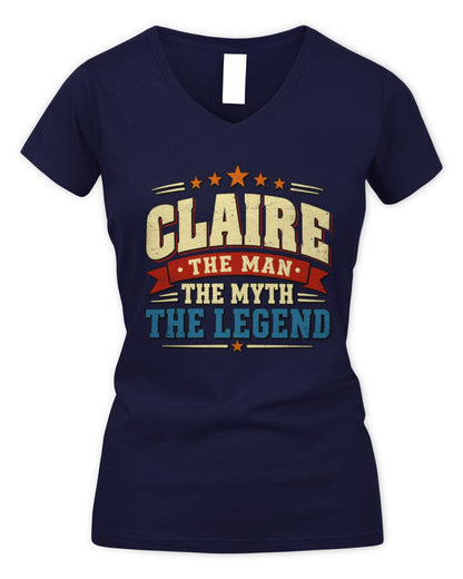 The Man The Myth The Legend Ribbon Vintage T-Shirt CLAIRE M1-56 / Women's V-Neck T-Shirt / navy