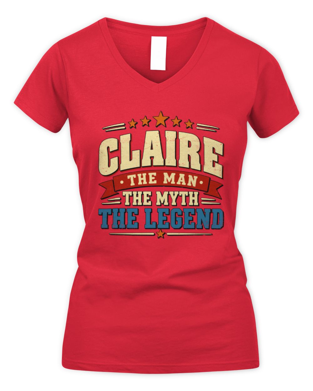 The Man The Myth The Legend Ribbon Vintage T-Shirt CLAIRE M1-56 / Women's V-Neck T-Shirt / red
