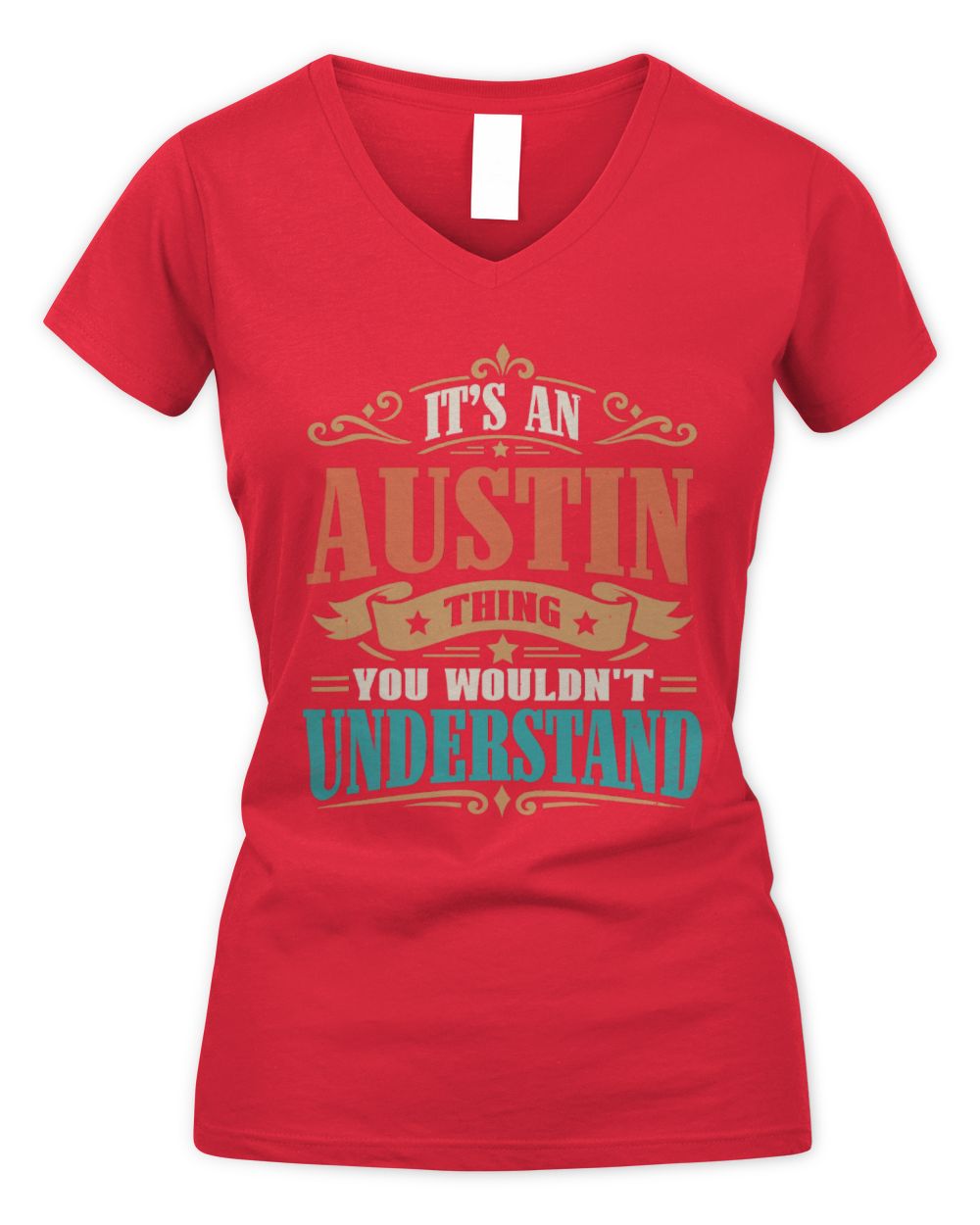 It’s a Name Thing Personalized Retro T-Shirt AUSTIN M1-47 / Women's V-Neck T-Shirt / red