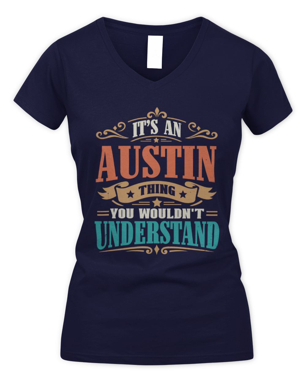 It’s a Name Thing Personalized Retro T-Shirt AUSTIN M1-47 / Women's V-Neck T-Shirt / navy